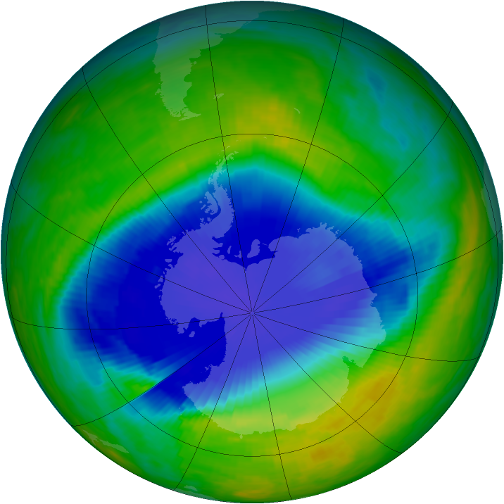 Antarctic ozone map for 19 November 1987